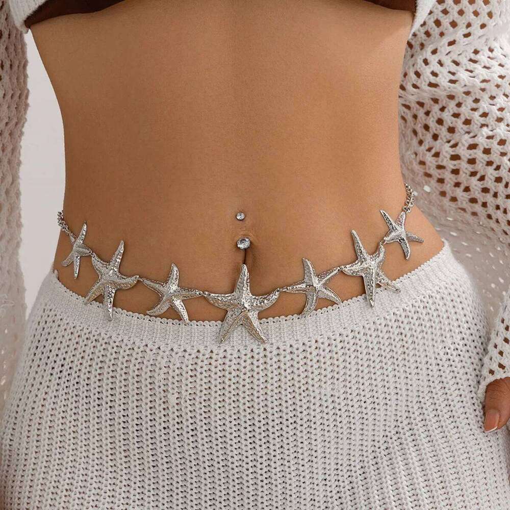 Summer Beach Body Sea Star Pearl Waist Jewelry Sexy Resort Wear Hip Chain for Women Festival Vacation accessory H260228