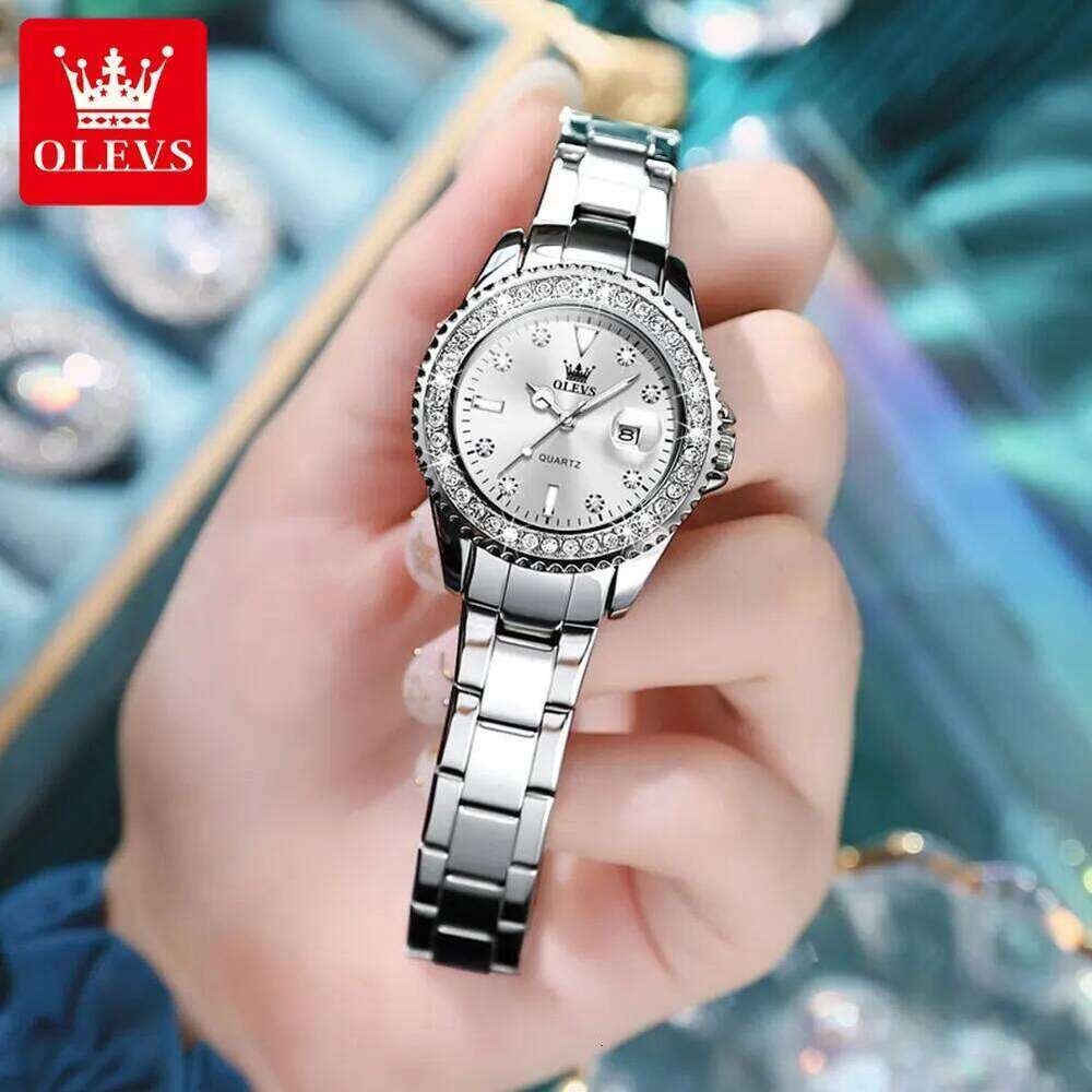 OLEVS Original Diamond Dial Quartz for Women Fashion Elegant Ladies es Stainless Steel Waterproof Women's Wrist H260228