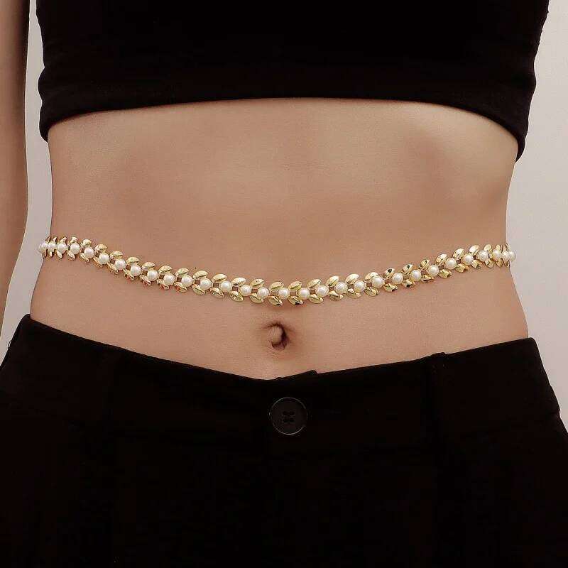 Imitation Belts Women With Dress Sub Sweater Multi-layer Pearl Waist Women's Simple Body Chain H260228