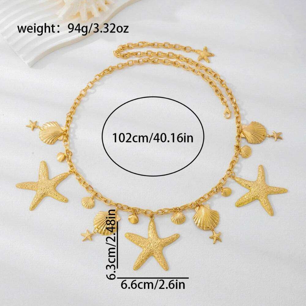 Ocean-style Starfish Shell Waist Chain Simple Fashion Jewelry Accessories Hot Sale Party Gift 2025 New Style H260228