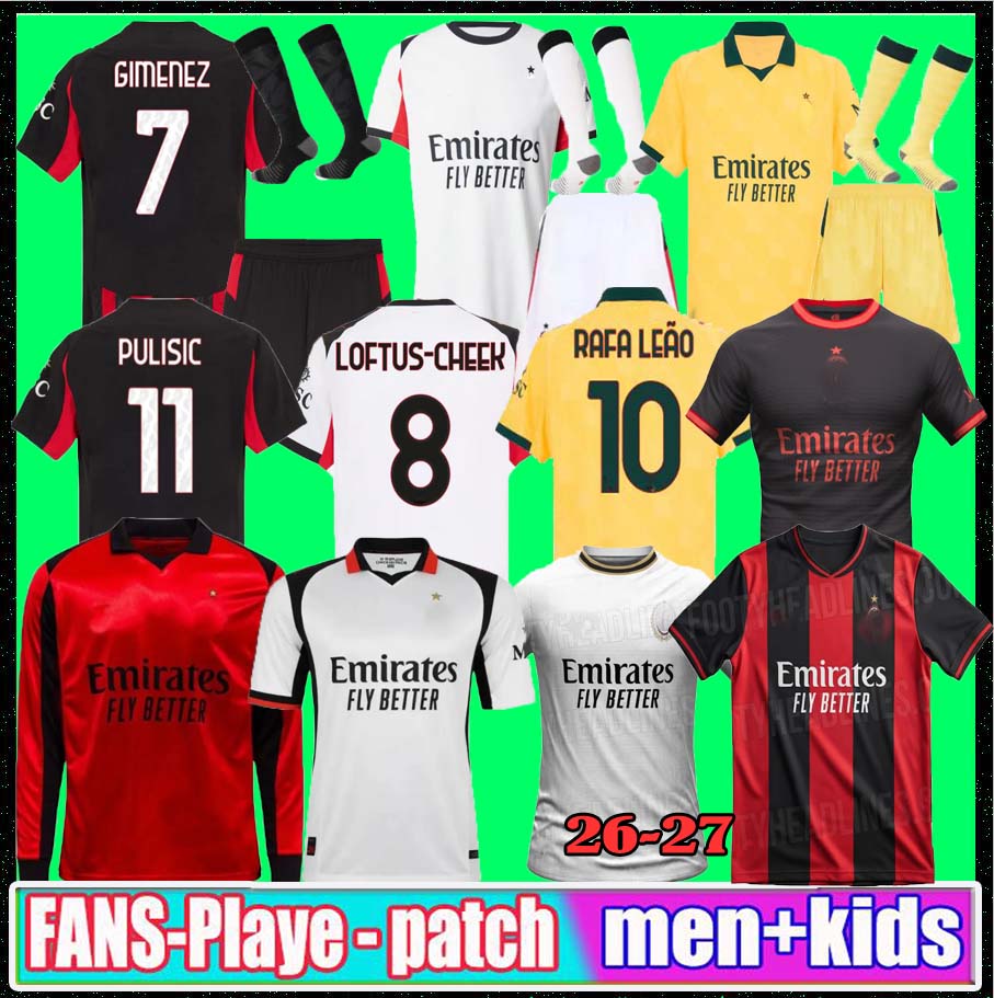 AC MilLAn 25 26 27 Black white Jerseys 2026 2027 home away MODRIC THEO PULISIC RAFA LEAO NKUNKU Football shirts uniform fan 125th JASHARI JOAO FELIX FOFAFA fourth