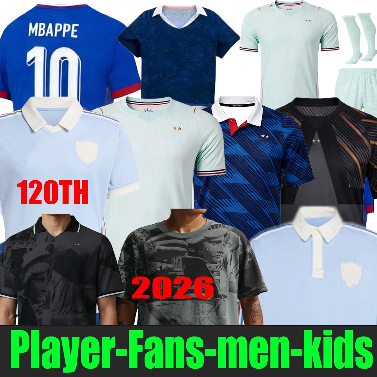 2026 120TH BENZEMA MBAPPE soccer jerseys player version120TH GRIEZMANN POGBA 2025 2026 French World Cup national team francia GIROUD fans KANTE Football shirts 888