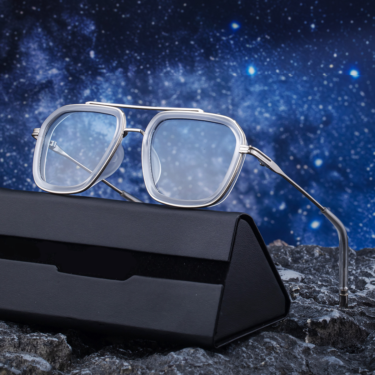 2026 New Fashion Square Frame Sunglasses Retro Double-Beam Outdoor Driving Sun Protection Glasses for Men,