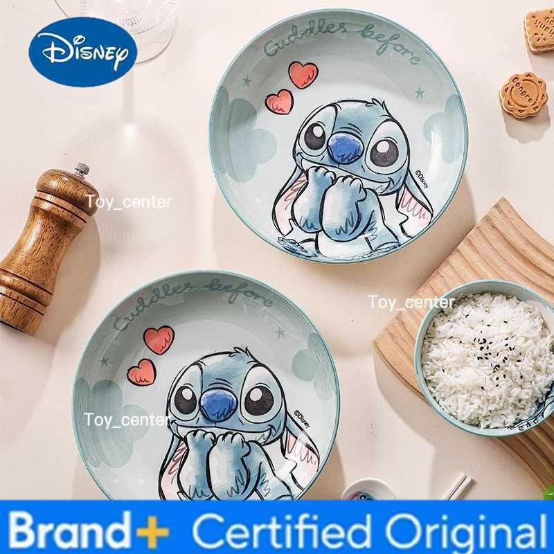 Disney Free shipping Lilo and Stitch rice bowl handle double-ear noodle bowl dish plate home cartoon cute tableware anime H260302