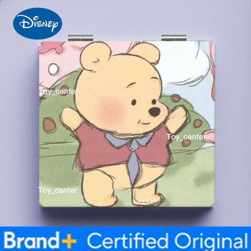 Disney Cartoon Winnie the Pooh Folding Makeup Mirror Double-Sided Girls Cosmetic Mirror Portable Square High-Definition Mirror H260302