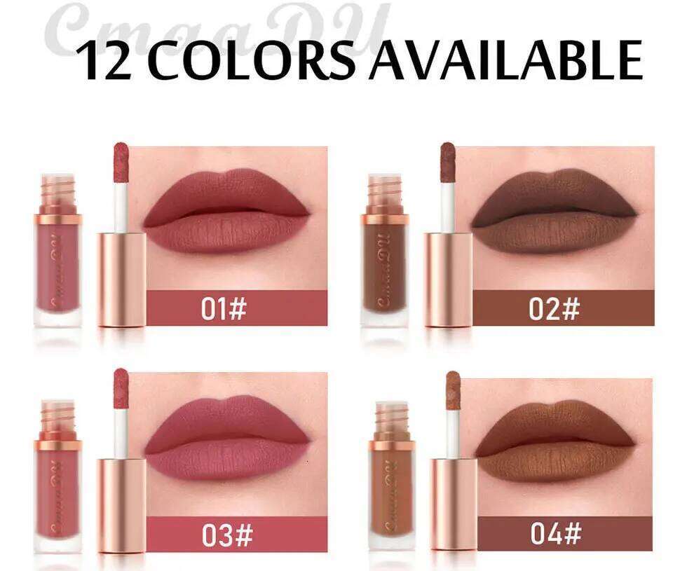 CmaaDu Nude Red Matte Velvet Lip Gloss Tint Make up Cosmetics Long-lasting Smudge-proof Liquid Lipstick LipGloss Glaze H260302