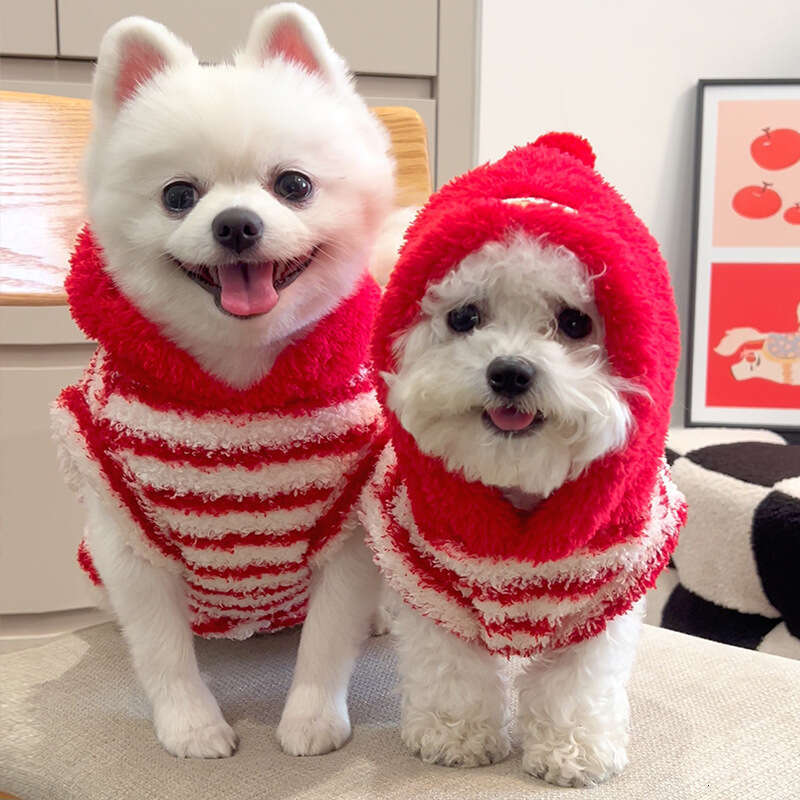 Famous brand New Year s red striped little hat hairless plush pet clothing dogs cats autumn winter apparel for British Shorthair and Ragdoll pupakaIK