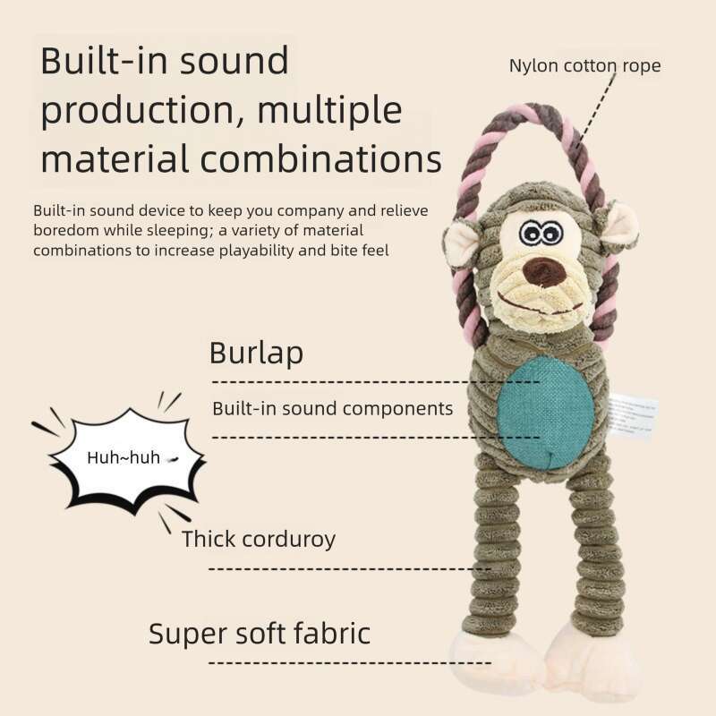 Dogs Plush Toys Indoor Interactive Play Products Pet Chewy Resistant Teeth Grinding Supplies Puppy Kitten Fleece Squeak Toy