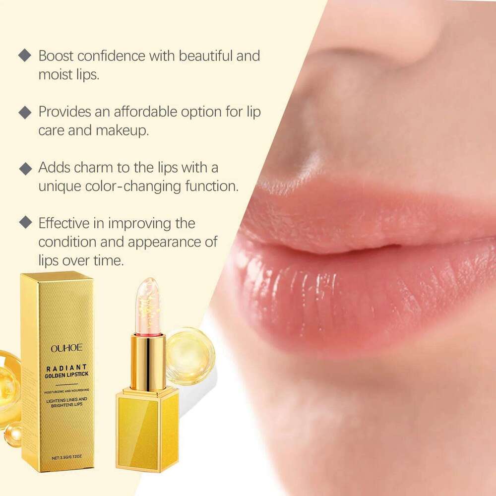 Gold Foil Lipstick Color Changing Long Lasting Moisturizing Natural Waterproof Crack Dry Removal Glossy Shine Lip Gloss H260302