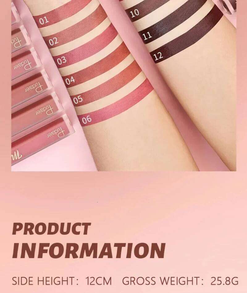 High Quality NEW 24 Hour Matte Lipstick Velvet Mist Clay Not Dry Cream Makeup 12 Color Nude Lip Stick Waterpoof Cosmetic H260302