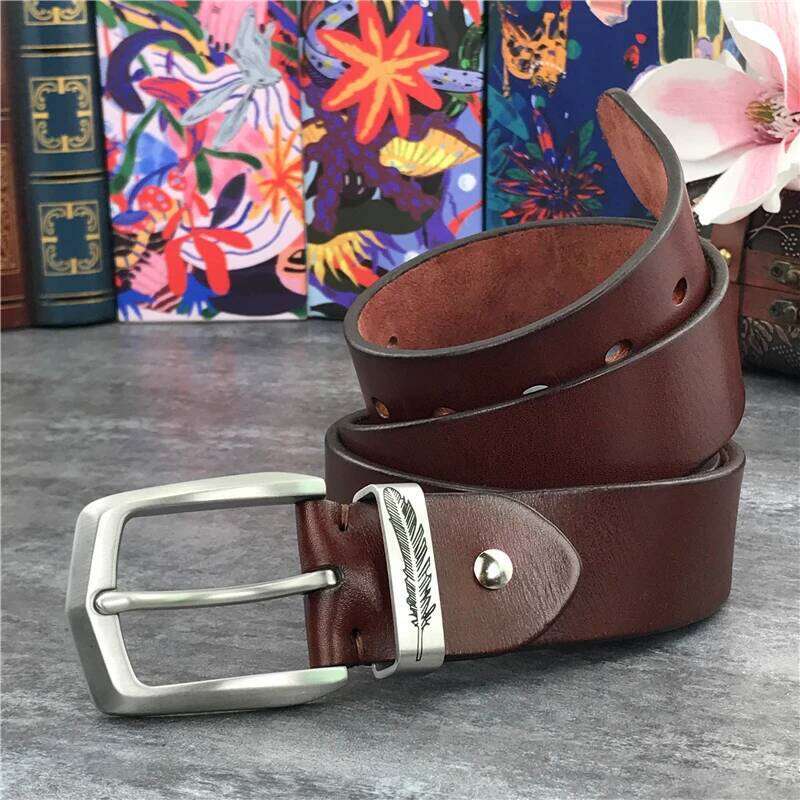 Stainless Steel Buckle Mens Luxury Super Thick Genuine Ceinture Belts Leather Waist Belt Men SBT0006 S260228