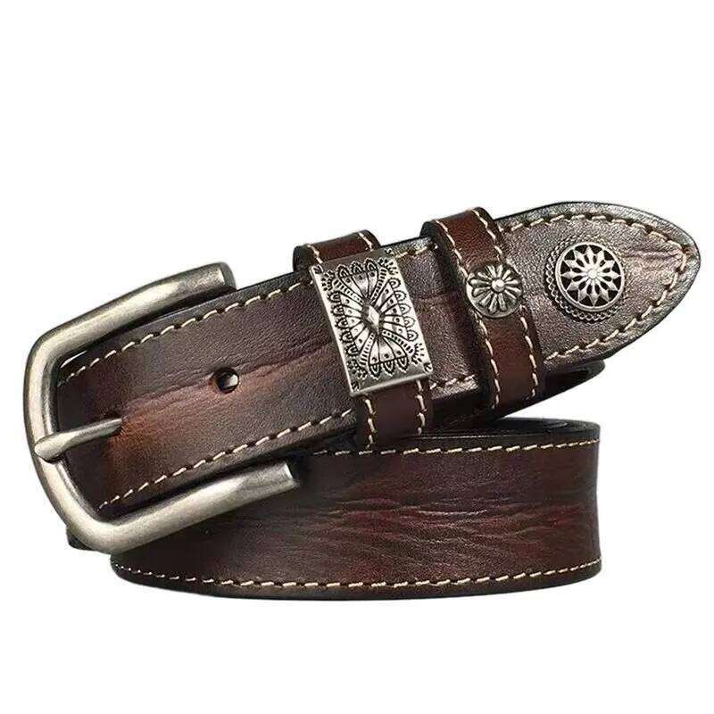 Full Grain Belts Waistband for Male Fashion Men Cow Leather Belt Black/Coffee Width:3.4cm Length:105-125cm S260228