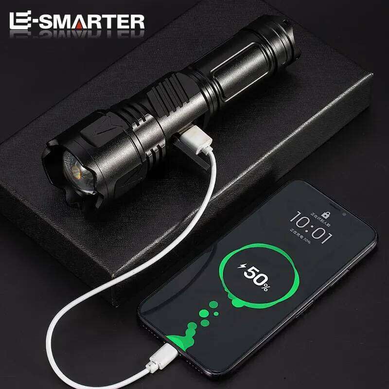 Portable White Laser Flashlights High-power Telescopic Zoom Torch Lamp Waterproof Camping Emergency 5 Modes Lighting Flashlight Z260301