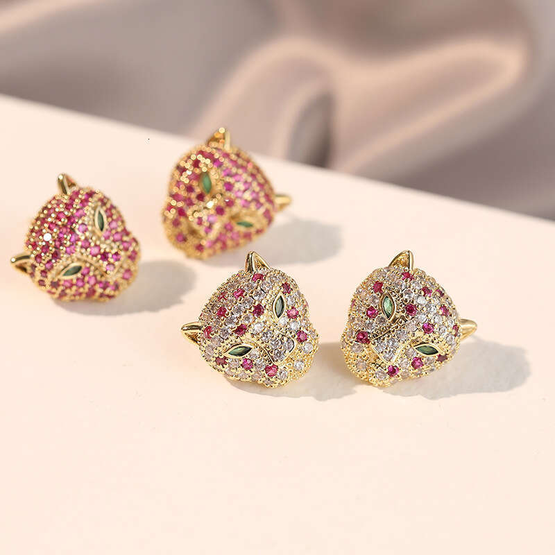 Leopard Head Earrings Trendy Light Luxury Style And Personality High-end Earrings