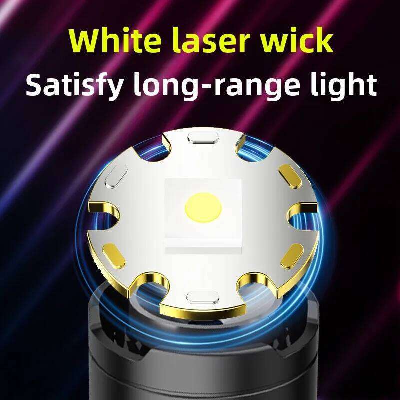 2000m White Laser Zoom Flashlight Type C Quick Charge IPX4 Waterproof 3 Lighting Modes High Lumens Torch for Outdoor Adventure Z260301