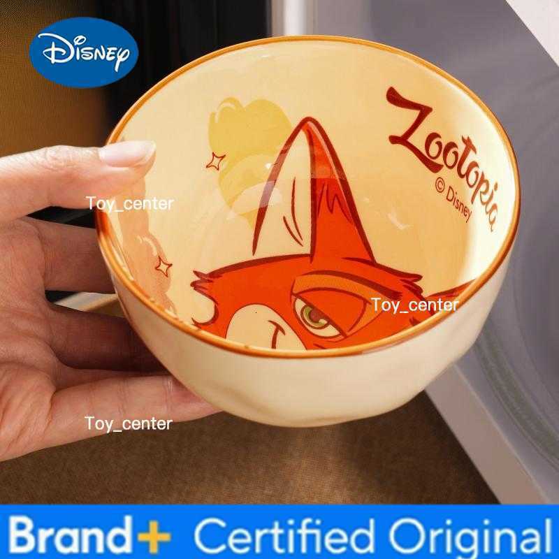 Disney Zootopia Cute Cartoon Ceramic Rice Bowl Hand Pinched Stone Pattern Anti Scald For Home Dining Gift Box Set In Stock H260302
