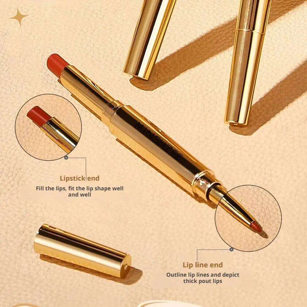 6 Colors Double Head 2-In-1 Matte Lipstick + Lipliner Long-Lasting Durable Women Girls Non-Stick Moisturizing Lip Balm H260302