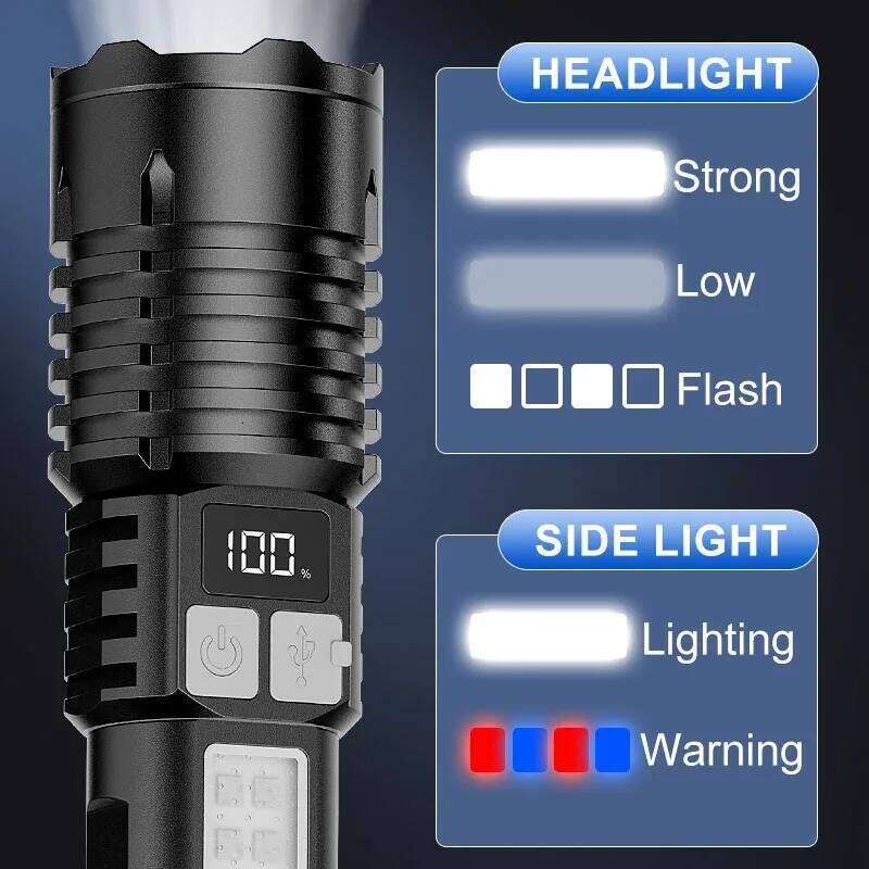 High Power LED Flashlight 18650 Battery Included Zoomable Focus 5 Modes Fast Charging Waterproof Design for Emergency Rescue Z260301