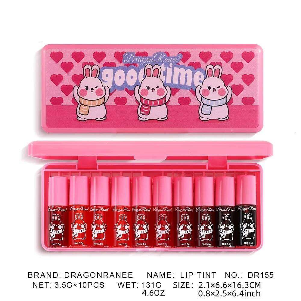 Ten-Piece Set, Mirror-Like, Watery, Plump, Whitening, Complexion-Enhancing Lipstick, Moisturizing, Non-Stick Cup, Long-Lasting Lip Glaze H260302