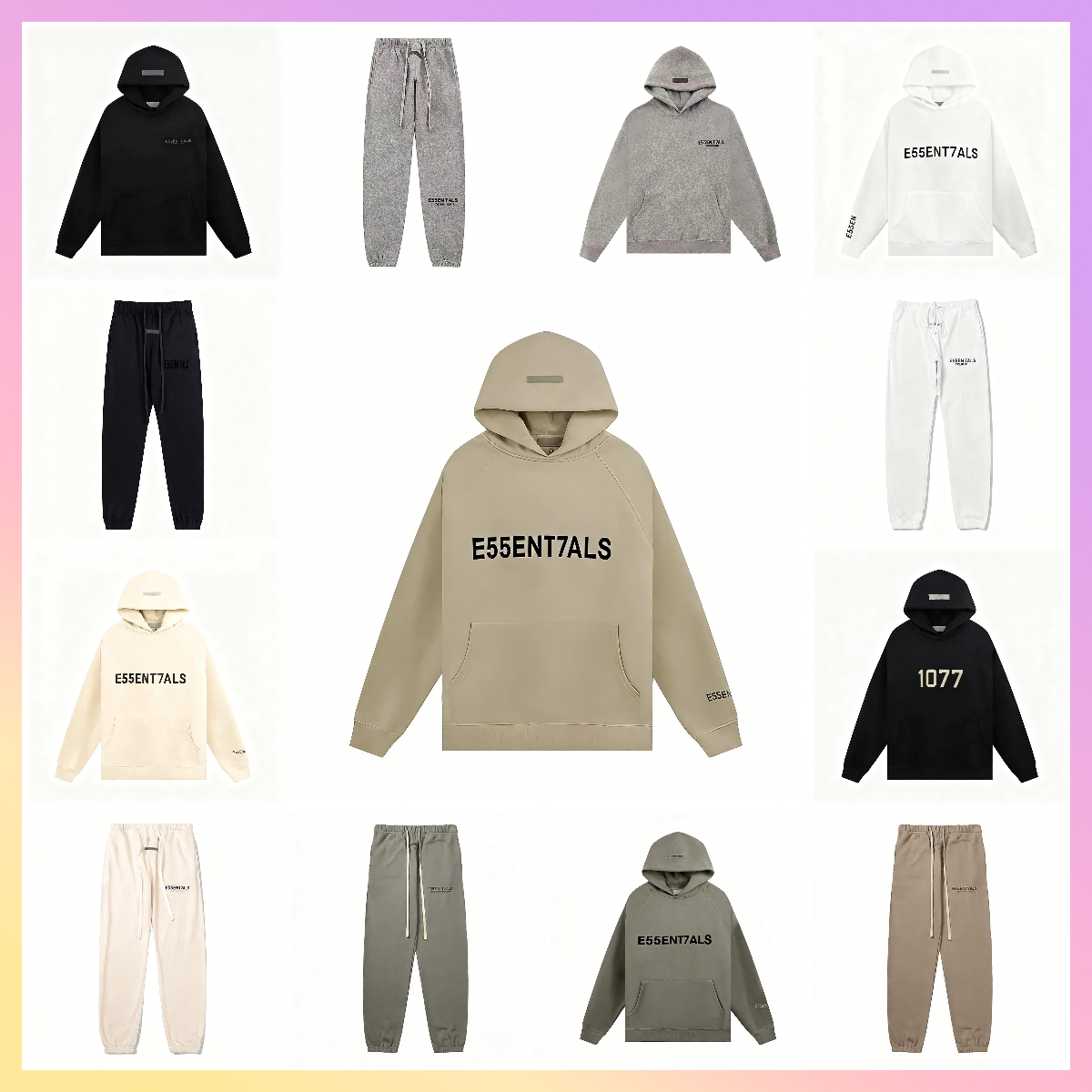 Fashion Essintals Mens hoodie 3D Silicon hoodies Skateboard tracksuits Oversize Street Streetwear Hooded Sweatshirt uncuffed Sweatpants pants Essentials 025