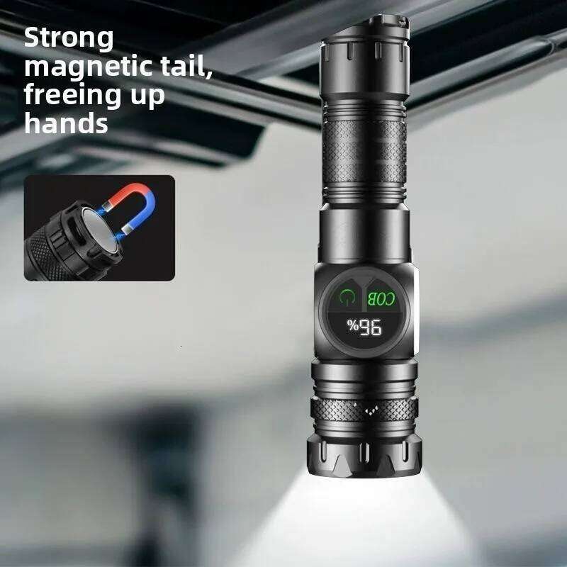 White Laser Focused Zoom Flashlight with Magnetic Design, Super Bright, Long-range, Portable, Durable, Emergency Searchlight Z260301