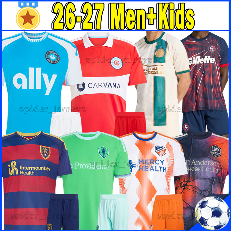 26 27 Charlotte Atlanta Soccer Jerseys Seattle Sounders Cincinnati New England Revolution Houston Dynamo Football Shirts Real Salt Lake Chicago Fire Men Kids Kits