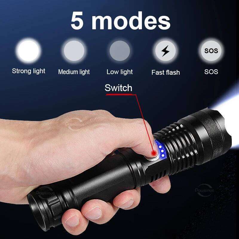 NEW High Power LED Flashlight 99800000LM Super Bright Torch Waterproof Zoom Portable Lamp Outdoor Light For Fishing Huntin Z260301