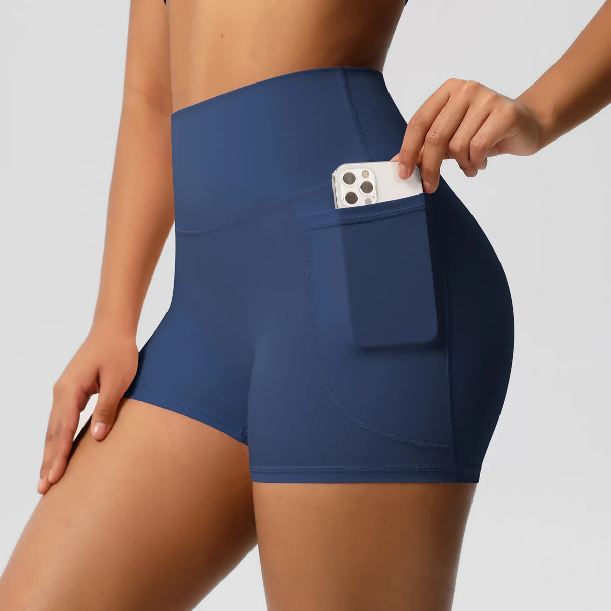 Women Sports Short With PocketedYoga Legging Shorts Squat Proof High Waist Fitness Tight Quick Drying Cycling Workout Gym 260302