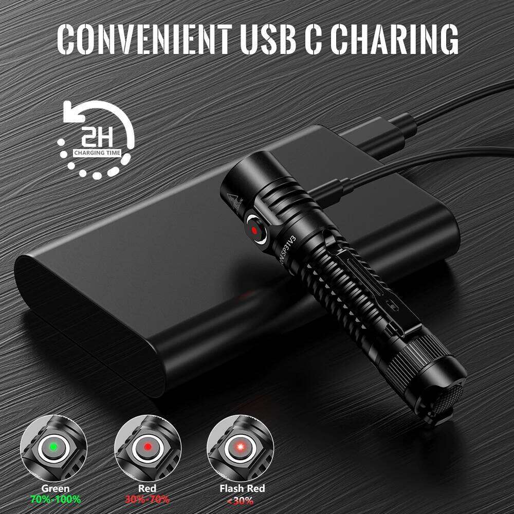 New Sofirn SP31 V3.0 Tactical LED Flashlight with Dual Switch USB C 18650 Rechargeable Power Indicator 6000K 5000K Torch Z260301