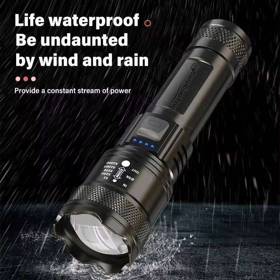 Liuyangmao High Strong Power Led Flashlights Tactical Torch with Display Light USB Charging Camping Fishing Emergency Zoom Lante Z260301