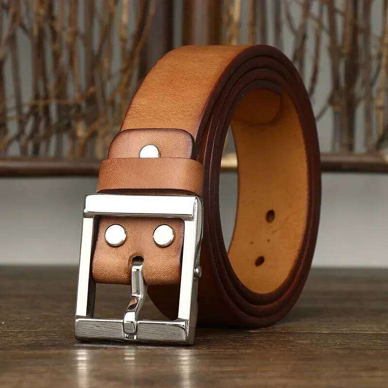 3.8CM Pure Cowhide High Quality Genuine Leather Belts for Men Strap Male Stainless Steel Pin Buckle Fancy Vintage Jeans Cowboy S260228
