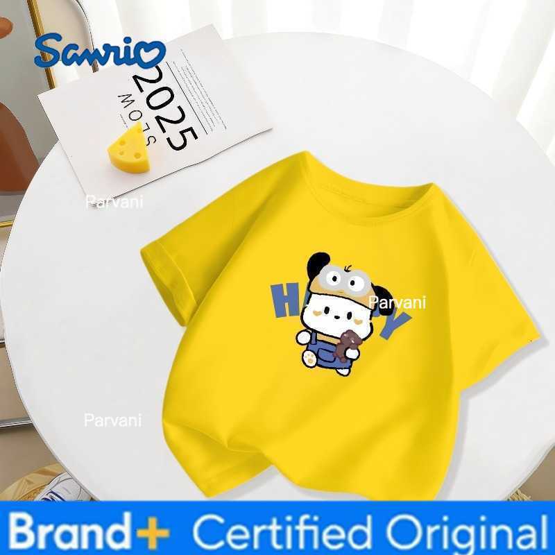 Sanrio 2026 New Cute Pacha Dog Cartoon Printed Summer New Round Neck Half Sleeve Parent Child Wear Pure Cotton Top H260302