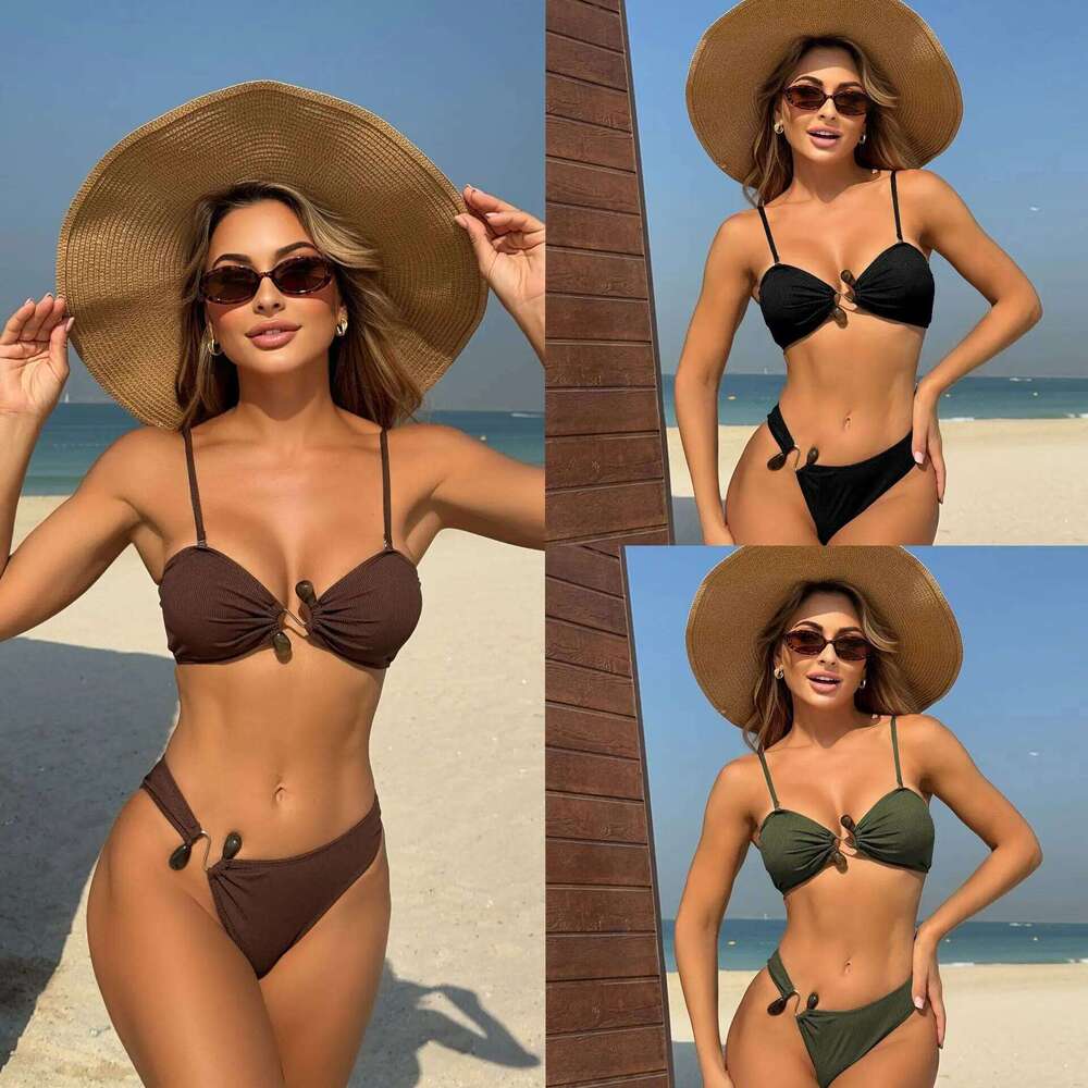 2025 Solid Color Women's Split Bikini Beach Swimsuit Z260301