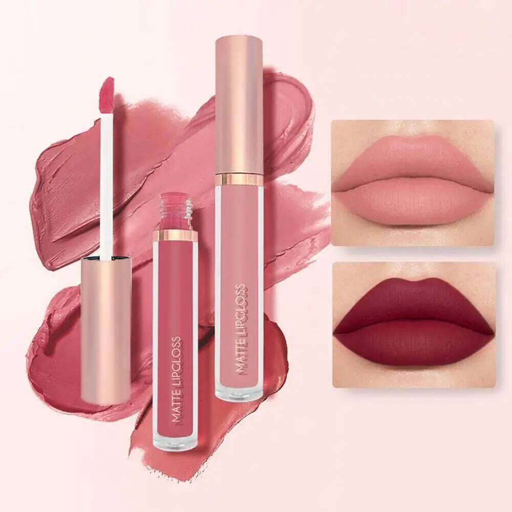 3pcs/set Nude Gloss Matte Velvet Waterproof Long-lasting Liquid Lipstick Women Moist Lip Tint Non-Stick H260302