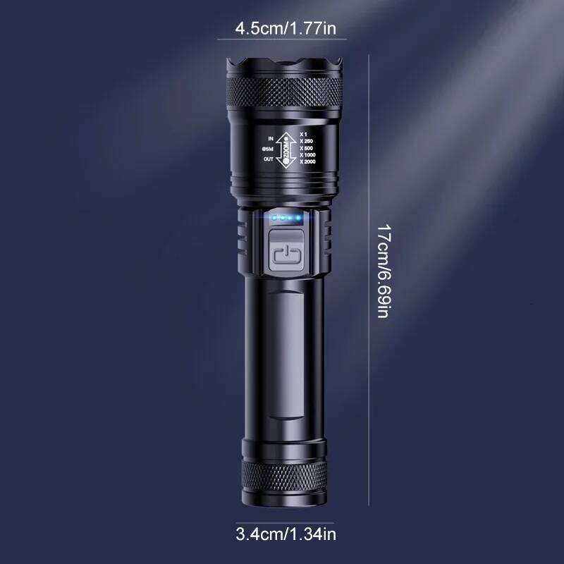 Super Bright 1200Lumen LED Flashlight Zoomable Strong Light with Rechargeable Battery 3 Modes for Outdoor Emergency Z260301