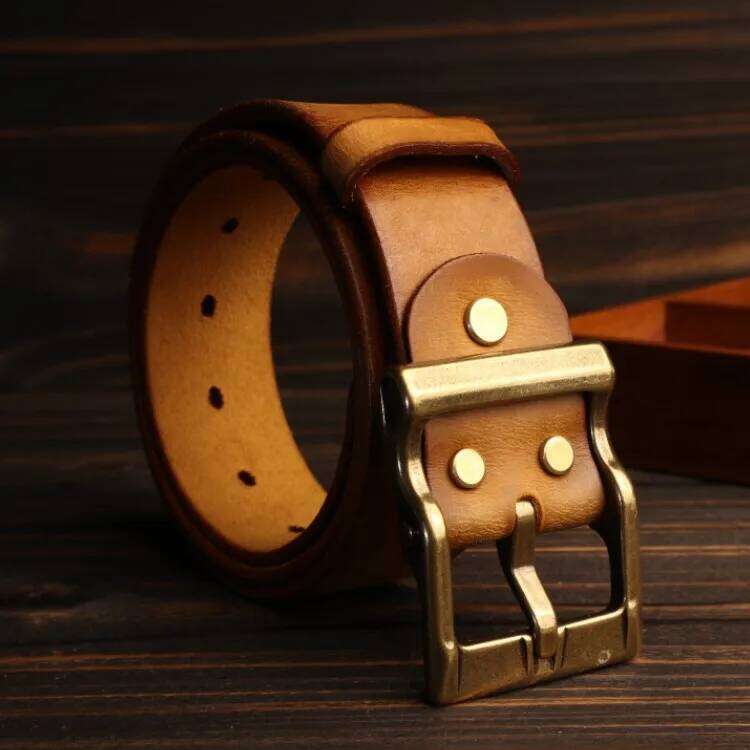 Retro Heavy Metal Rock Style Brass Pin Buckle Casual Men's Leather Belt Vintage Luxury Handmade Top Layer Cow Jeans Soft Belts S260228