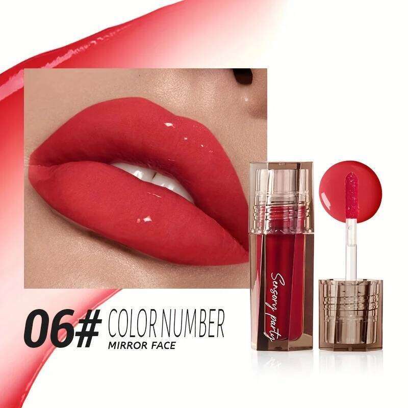 6-Color Moisturizing Mirror Effect Gloss Lip Glaze, Refreshing Non Greasy Texture, Glossy Long Lasting Liquid Lipstick H260302