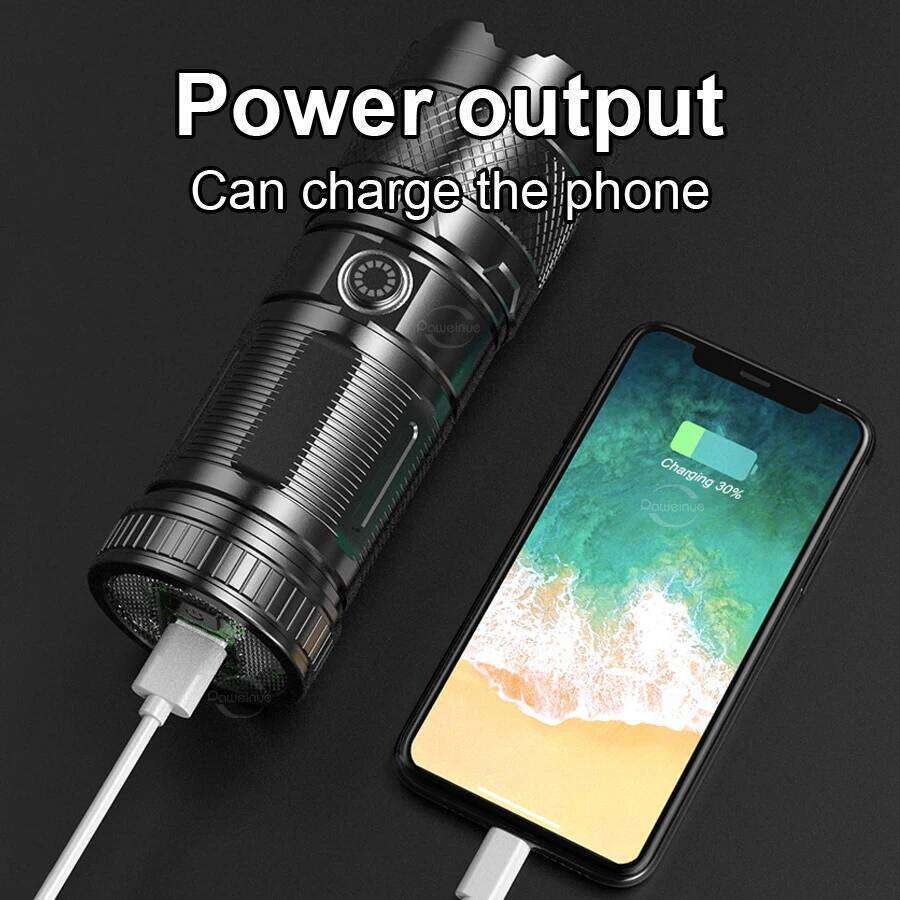 20000000LM Bright LED Flashlight High Power USB Rechageable Portable COB Flashlights Outdoor Camping Emergency Zoom Hand Lamps Z260301