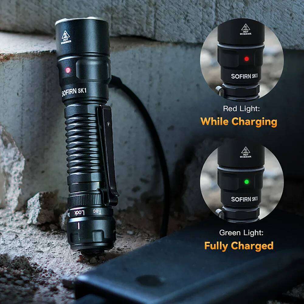 Sofirn SK1 SFT25R LED Tactical Flashlight 18650 Rechargeable 1300LM Powerful Torch With Rotary Switch Z260301