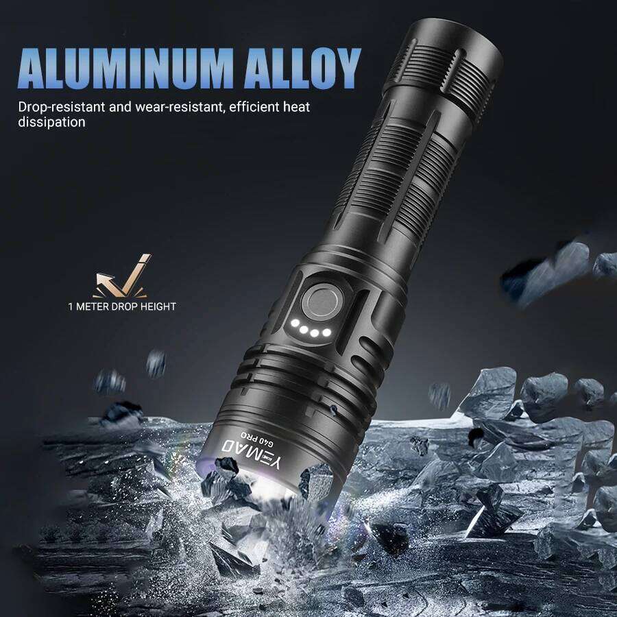 YEMAO Powerful LED Flashlight Rechargeable 2000 Lumens Hand Lamp Interchangeable 21700 Battery Flash Torch Alloy Waterproof Z260301