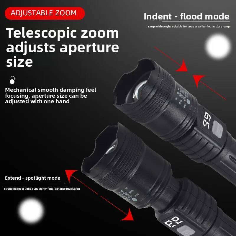 LED High-Brightness Flashlight for Home Emergency Telescopic Mini Zoomable, Long-Distance, Outdoor, Mountaineering, Rechargeable Z260301