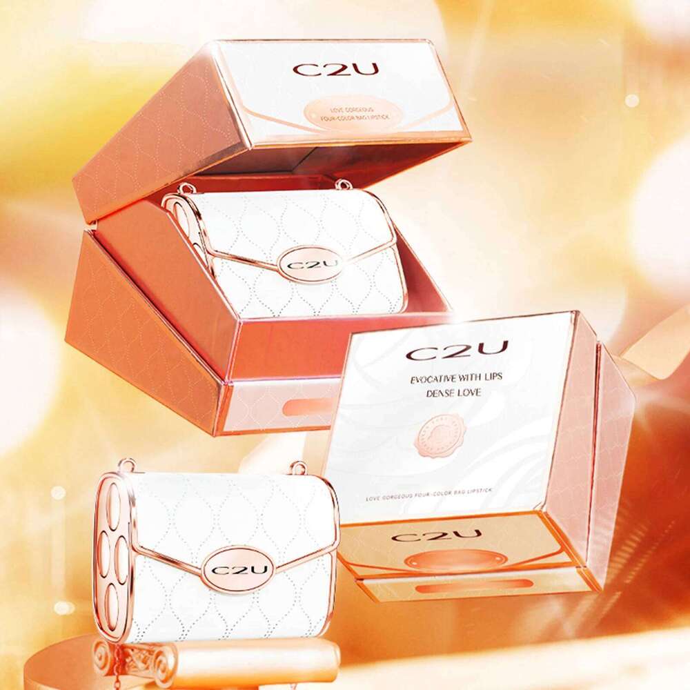 Luxury 4-Piece Lipstick Set, Waterproof & Long-Lasting 3.8g Each + Stylish Chain Bag Packaging for Christmas Gift H260302