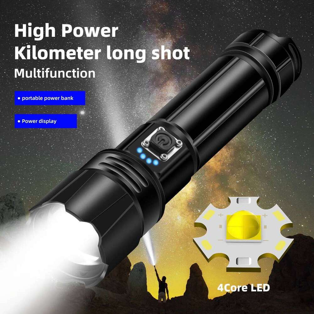 Super Bright Zoomable XHP70 LED 2000LM Rechargeable Flashlight Torch Tactical Light 18650 / 26650 Battery Z260301