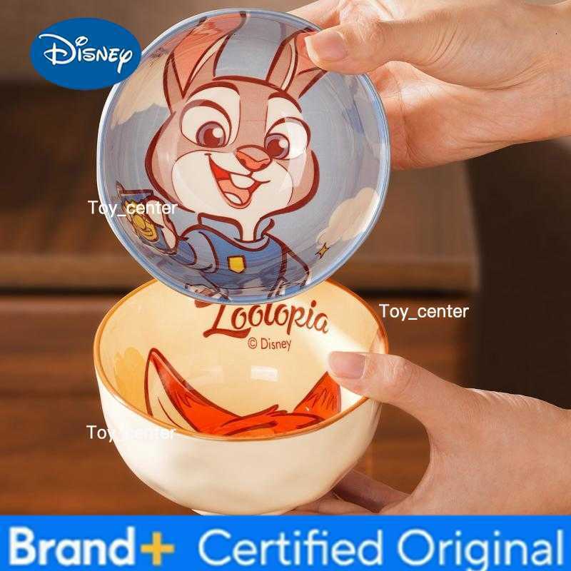 Disney Zootopia Cute Cartoon Ceramic Rice Bowl Hand Pinched Stone Pattern Anti Scald For Home Dining Gift Box Set In Stock H260302