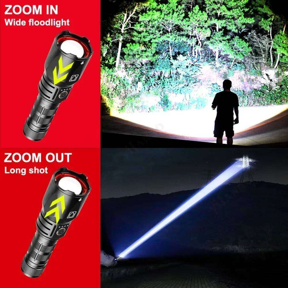 High Power White Laser LED Flashlight 26650 Battery USB Rechargeable Shot 1500m Strong Light Tactical Torch Outdoor Camping Lamp Z260301