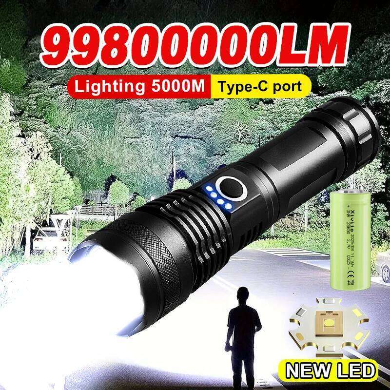NEW High Power LED Flashlight 99800000LM Super Bright Torch Waterproof Zoom Portable Lamp Outdoor Light For Fishing Huntin Z260301