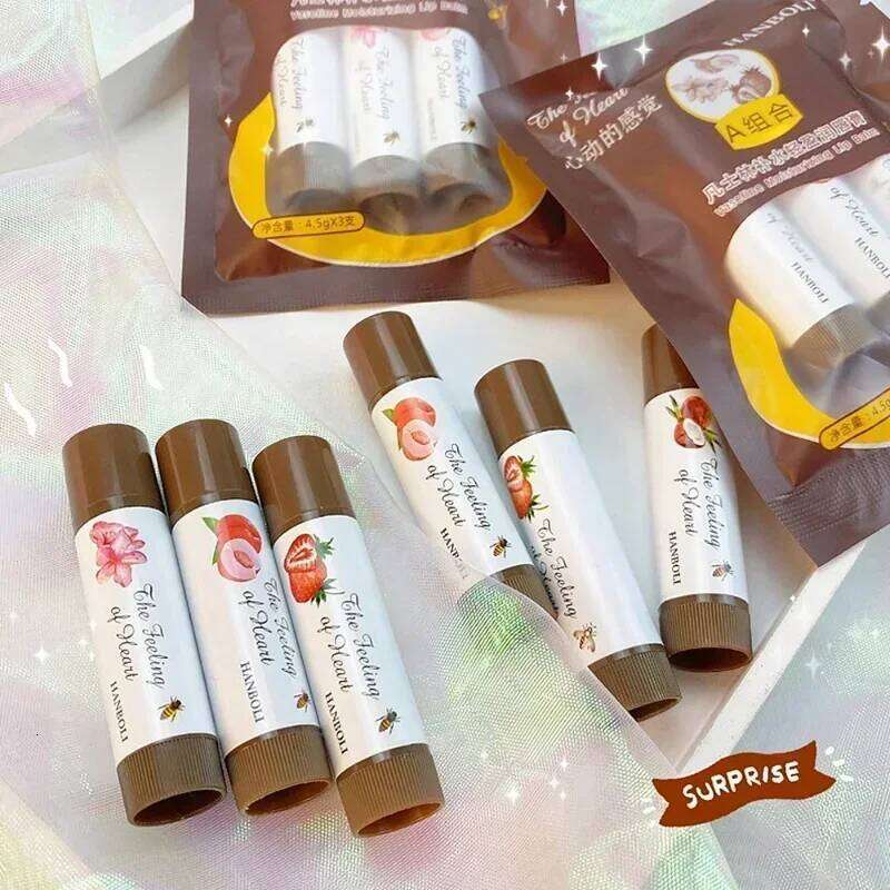 New Moisturizing Colored Balm 1/3PCS Cute Fruit Lip Tint Lasting Peach Red Lipstick Waterproof Women Lips Makeup Cosmetics H260302