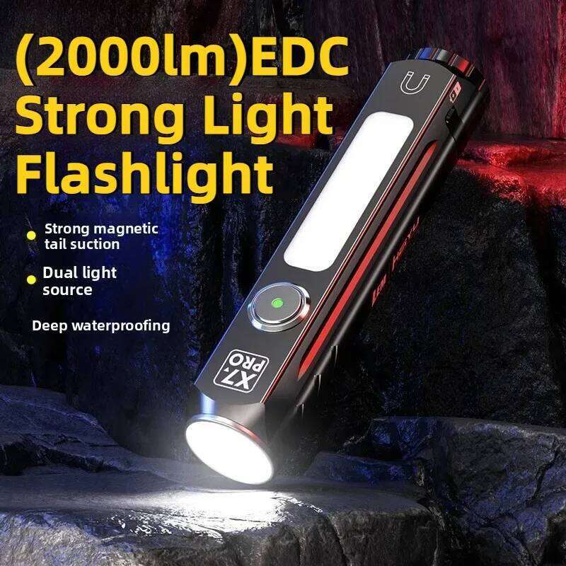 Portable High Brightness Flashlight COB Work Metal Clamp Bottom Magnetic Type-C Charging Emergency Light for Camping Z260301