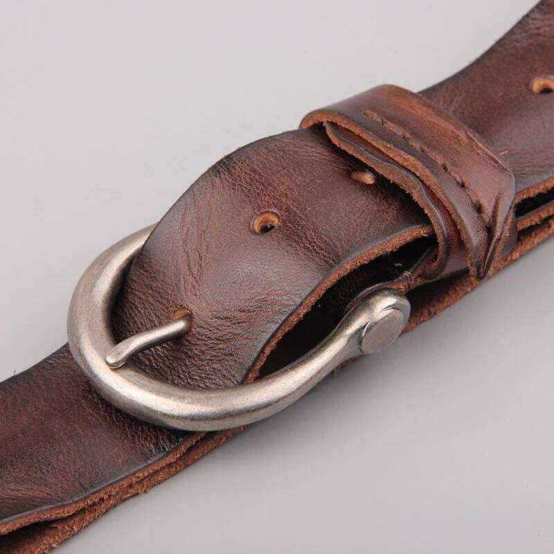 Factory direct sales Top Cowhide Classic alloy Horsebit Luxury Casual Jeans Distressed Pin Buckle Wild Army Green Men's Belt S260228