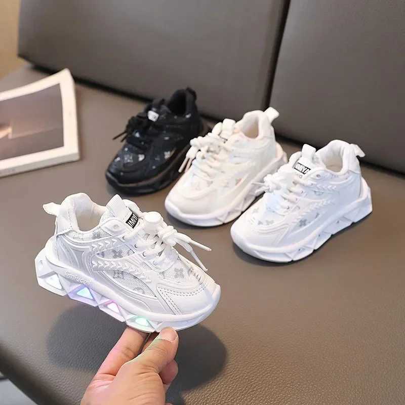 Kids Fashion Luminous Shoes Leather Mesh Lightweight Comfortable Casual Shoes for InfantsT260302
